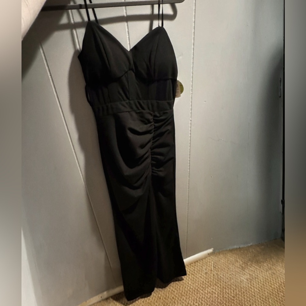 Black maxi dress with sheer midsection